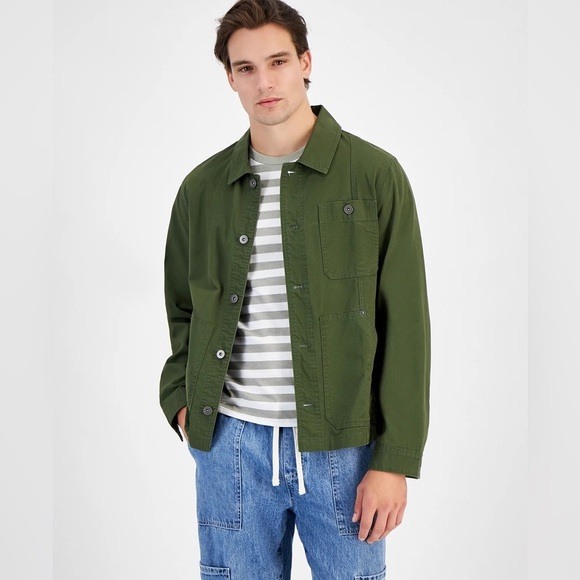 Sun + Stone Men's Christopher Regular-Fit Chore Jacket, Macy’s size large green - Picture 1 of 5